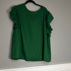 SHEIN Green Ruffle Sleeve Blouse